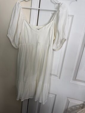 Nine West Cream babydoll Dress with Puff Sleeves